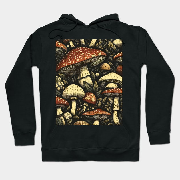 Vintage mushroom pattern Hoodie by TomFrontierArt